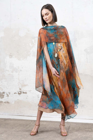 VESTIDO BIES AZUL MULTICOLOR