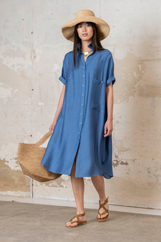 VESTIDO CAMISERO ESTAMPADO AZULES