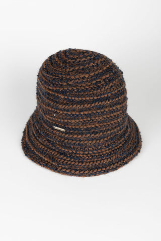 GORRO PUNTO JASPEADO MARRON Y AZUL