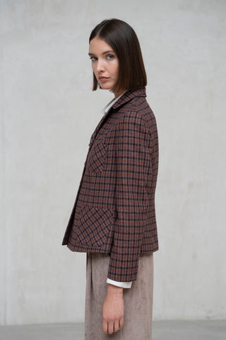 CHAQUETA VERONA SOLAPA PEQUEÑA CUADROS BURDEOS