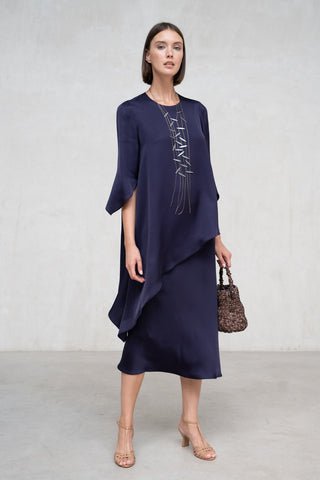 CUERPO SESSA MANGA ASIMÉTRICA MARINO