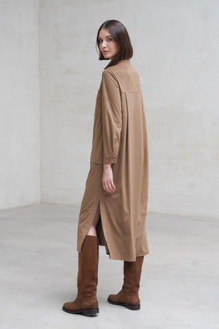 VESTIDO LEVITA ASTI LARGO ANTELINA CAMEL