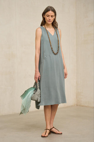 Nara sage green flowy sleeveless midi dress with V-neck | Rivera Nara sage green flowy sleeveless midi dress with V-neck | Rivera