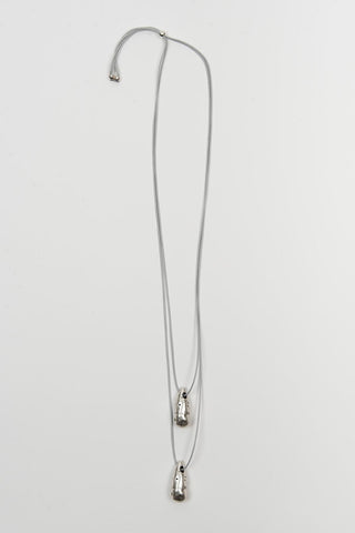 Collar Luneria Plata cordón gris