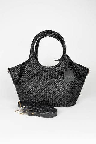Bolso Serilda negro trenzado de piel