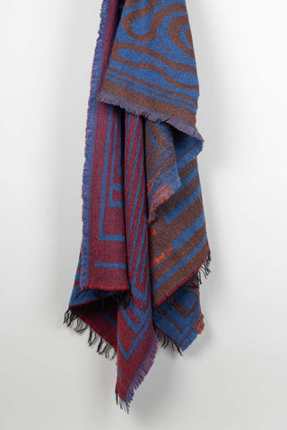 Cachecol Mirova azul e bordeaux