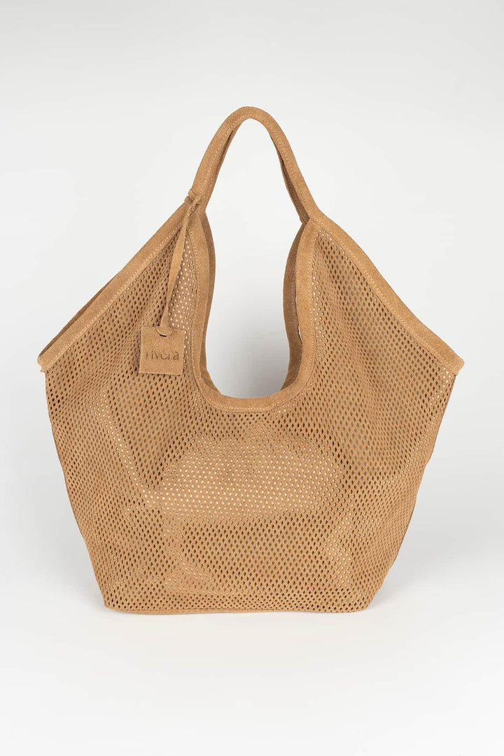 Nara camel openwork bag
