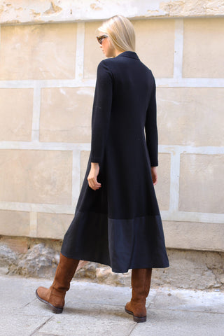 VESTIDO MARSELLA PUNTO CUELLO MAO TECNOLÓGICO NEGRO