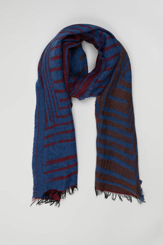 Fular Mirova azul y burdeos