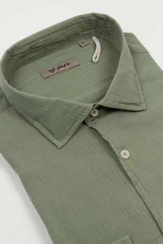 Camisa GUY verde caqui de algodón ligero