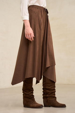 Maia brown suede-effect skirt