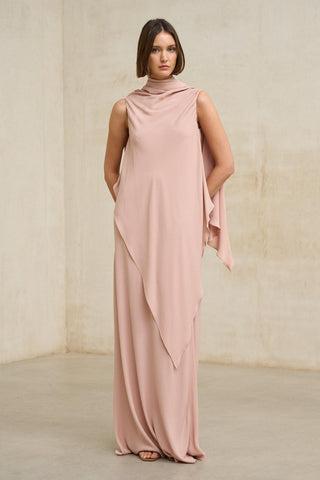 Vestido Kaedryn rosa empolvado