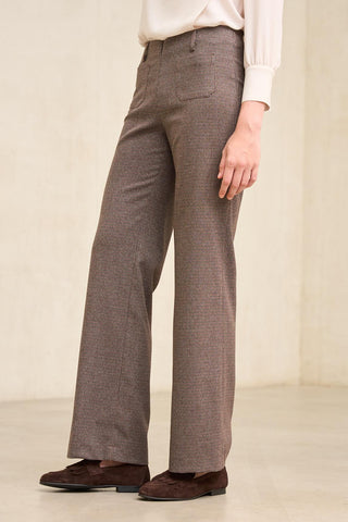 Pantalón Xena pata de gallo marrón y azul