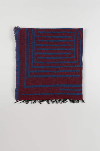 Cachecol Mirova azul e bordeaux