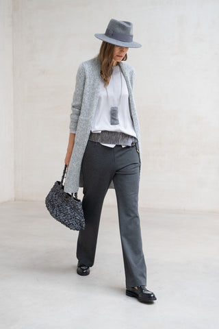 Cardigan lamê pérola cinza Merano